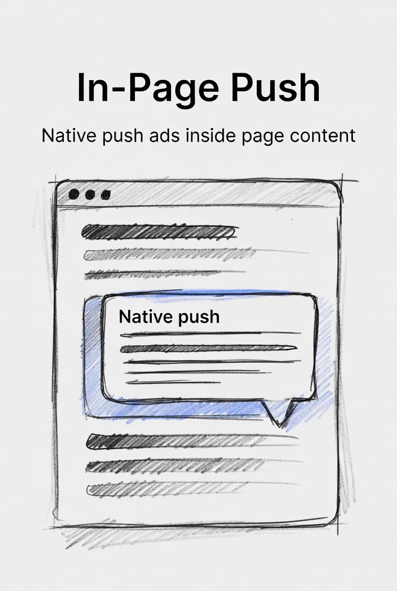 In-page push placement inside a content page