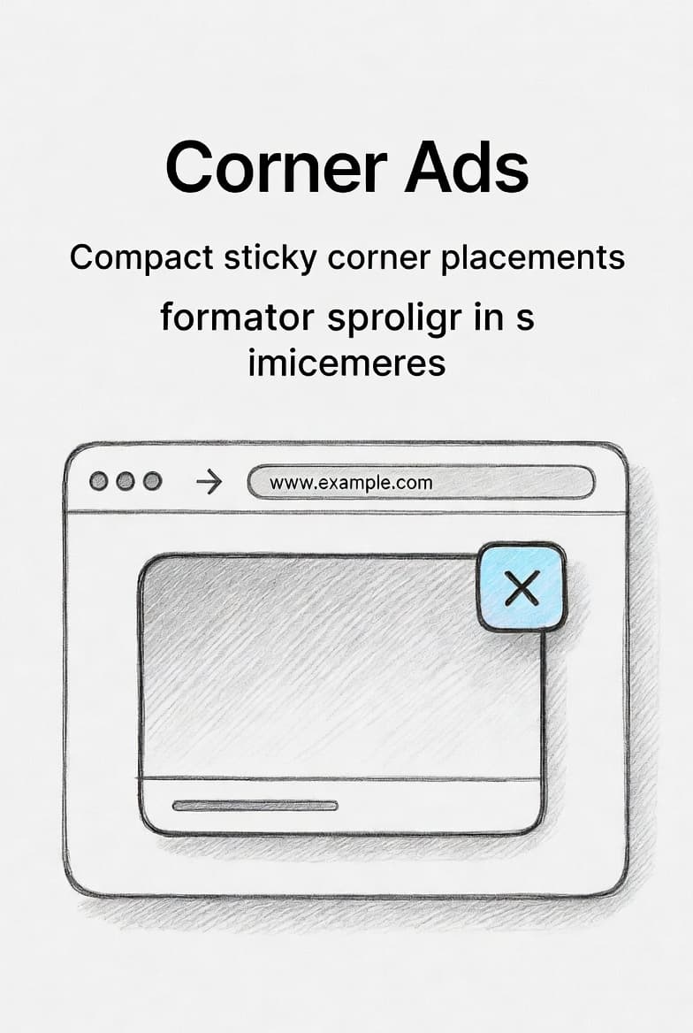 Corner ad fixed to the edge of a browser window