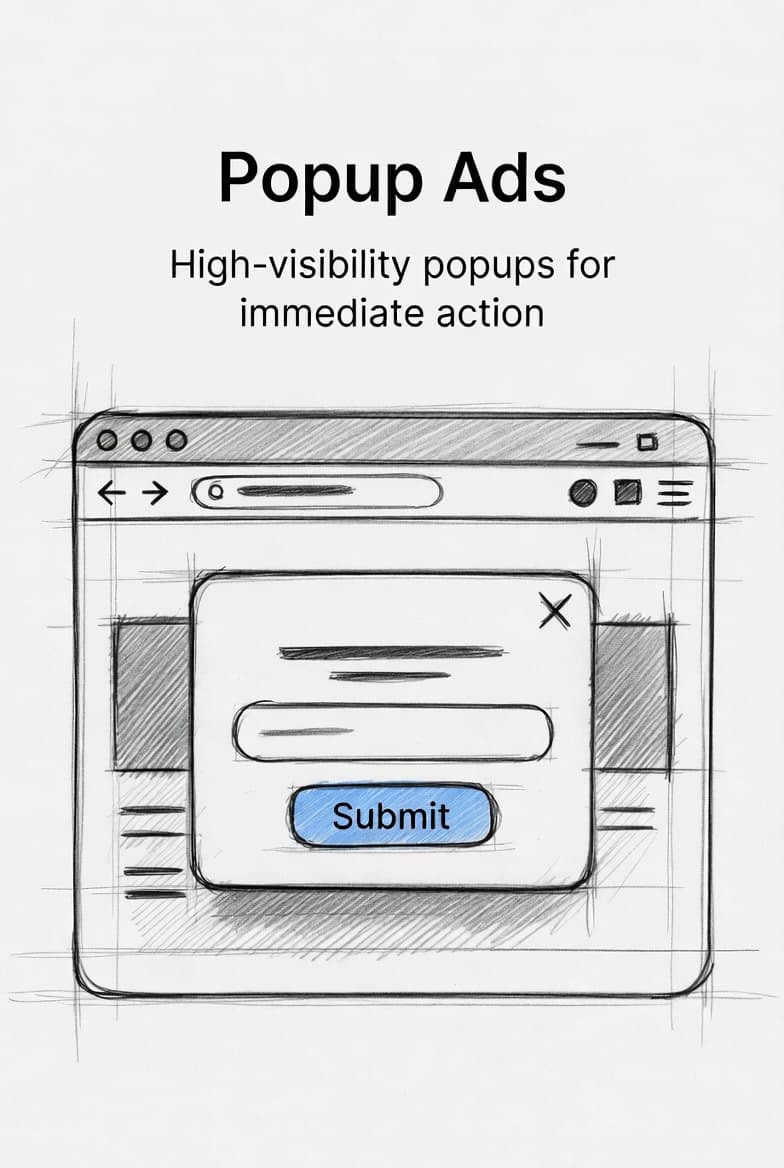Popup ad with countdown timer over a website
