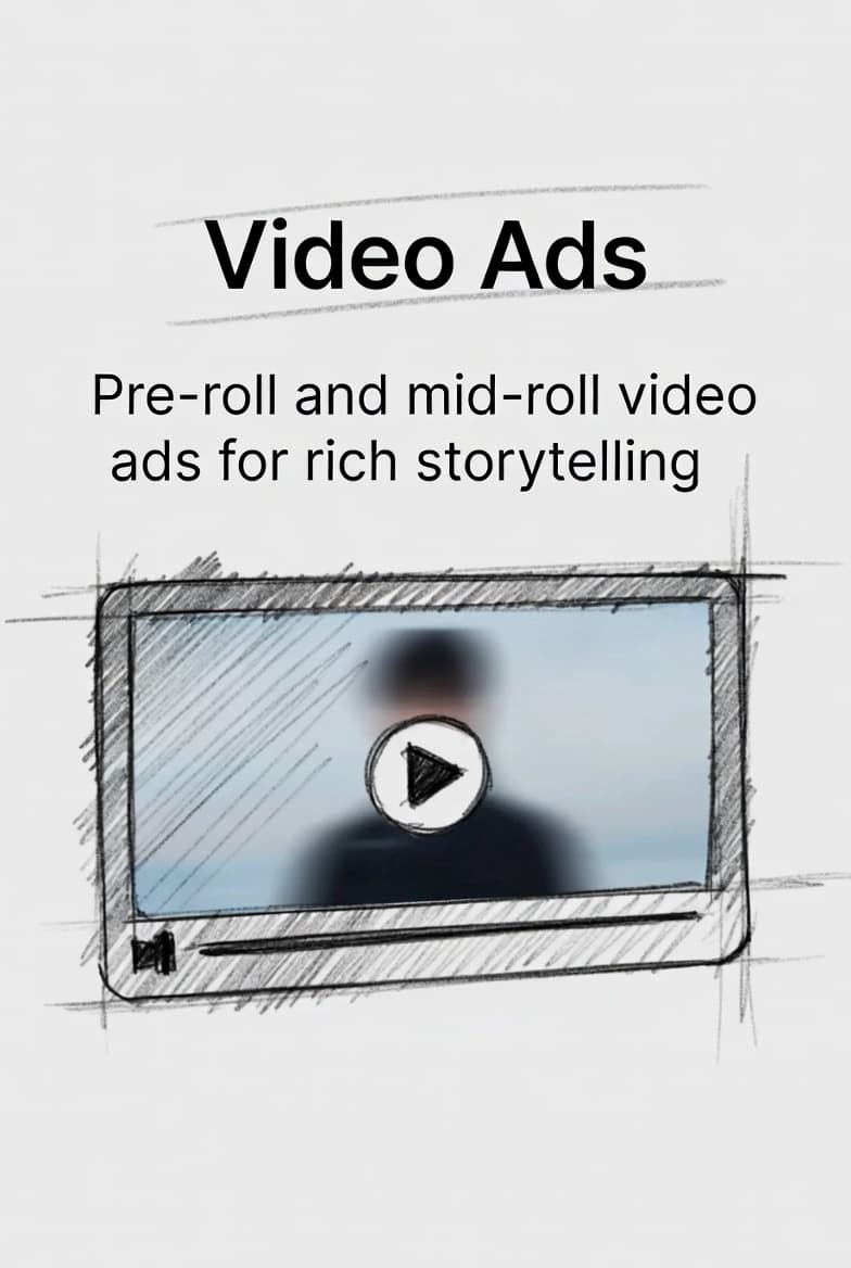 Video ad player preview on screen